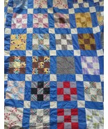 Vintage 9 Square Patchwork Machine Sewn Quilt Top 81&quot; x 70&quot; Handcrafted ... - £37.34 GBP