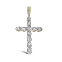 10kt Yellow Gold 1.00ctw Baguette Diamond Cross Pendant Charm - £1,101.38 GBP