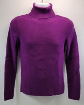 GB2) Kate Hill Woman Purple Cotton Ribbed Turtle Neck Sweater Top Large - $9.89