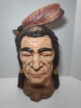 Vintage Yozie 1976 Native American Indian Head Bust Sculpture 15" Signed - $55.41