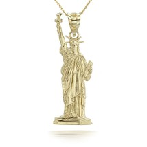 14K Solid Gold Statue of Liberty Pendant Necklace - Yellow, Rose, White - £181.65 GBP+