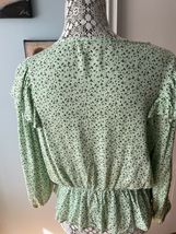 BCBGeneration Light Green Ruffle Floral Print Blouse, Size M, New - $30.00