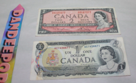 2 Piece Canada One And Two Dollars Ottowa 1954 1973 Money - £15.56 GBP