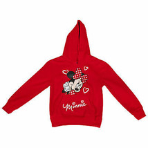 Disney Minnie Mouse Character And Hearts Youth Hoodie Red - $35.98
