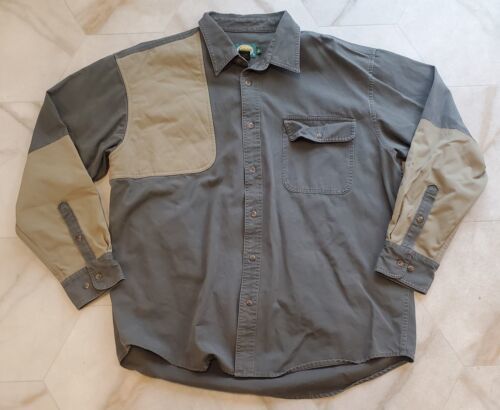Cabela&#39;s Olive Green &amp; Tan Button Down Padded Shooting Hunting Shirt Men... - $29.50