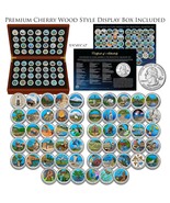 Complete COLORIZED America the Beautiful Parks Quarter 56-Coin Cherry Wo... - $177.61
