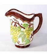 Green Grapes Fruit Handmade Art 8&quot; Ceramic Drink Water Pitcher Jug w/ Ha... - £55.24 GBP