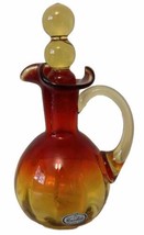 MCM Rainbow Glass Tangerine Amberina Hand Blown Art Glass Decanter With Stopper - £227.80 GBP