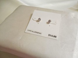 Department Store 3/16&quot; Silver Tone Simulated Diamond Stud Earrings A728 - £6.74 GBP
