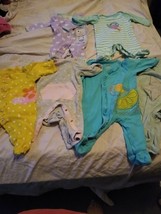 lot of 6 baby girl sleepers size 0 - 3 months, Koala Baby, Carter, etc VG cond - £6.33 GBP