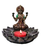 Hindu Goddess Sri Lakshmi On Lotus Padma Flower Votive Candle Holder Fig... - $491.15 MXN