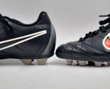 Nike Rio Tempo Soccer Cleats Child Size 11C Black Leather 524396-010 Lac... - $17.00