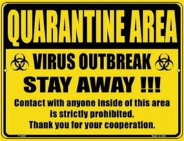 Warning Quarantine Area Novelty Metal Sign 9&quot; x 12&quot; Wall Decor - DS - £19.26 GBP