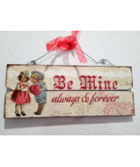 Vintage Style Valentines Day Small Children Hanging Wood Sign Wall Decor... - £15.81 GBP