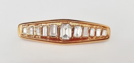 Vintage Gold Tone Clear Faux Rhinestone Small Bar Brooch Pin 2&quot;x.5&quot; - £19.44 GBP