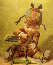 Antique Victorian Trade Card Toy Horse Darlington Runk 1880s 4.5 x 3 - £22.58 GBP