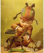 Antique Victorian Trade Card Toy Horse Darlington Runk 1880s 4.5 x 3 - £22.31 GBP