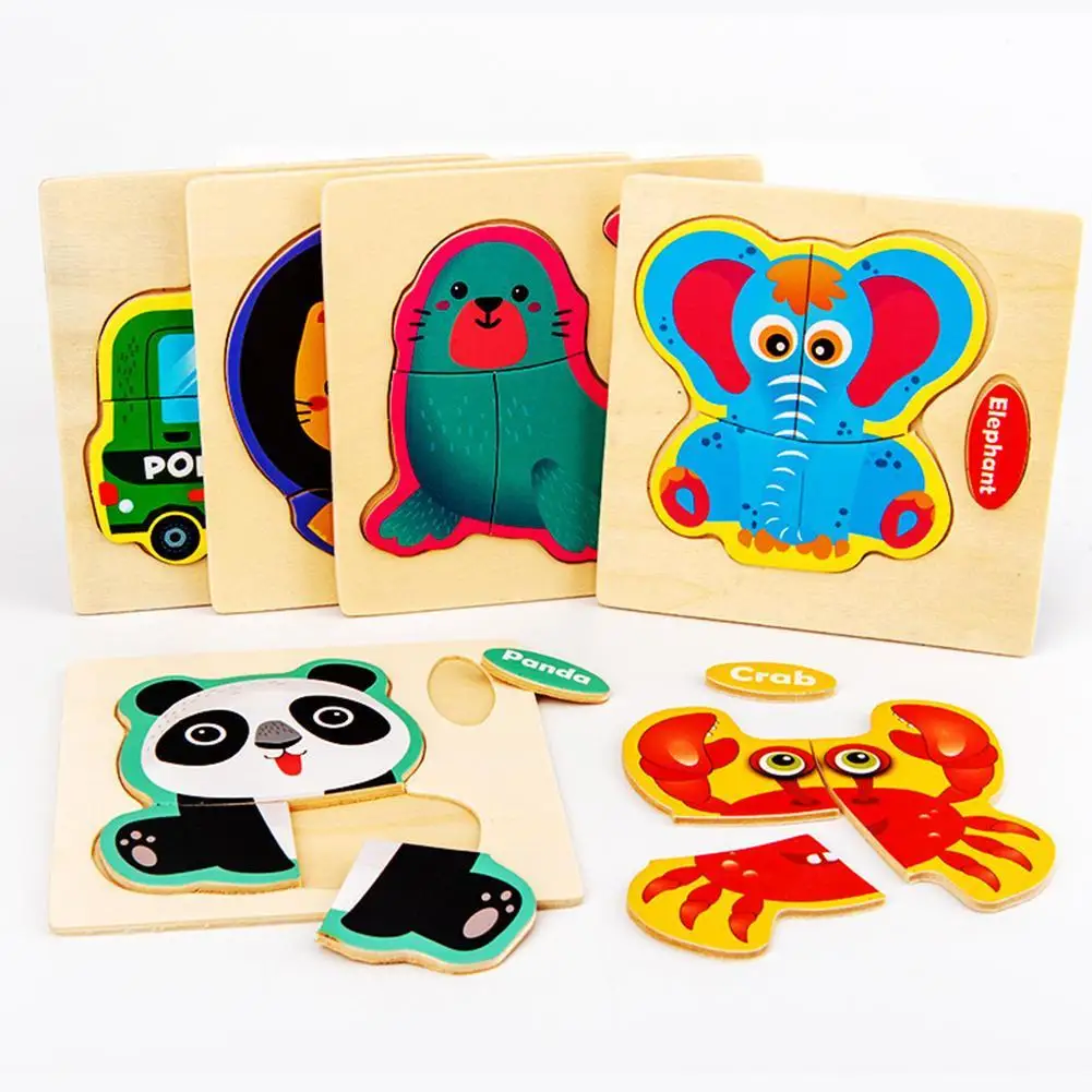 Play Wooden 3D Cartoon Animal Simple Puzzles Jigsaw Play Games Multi Styles Earl - £23.11 GBP