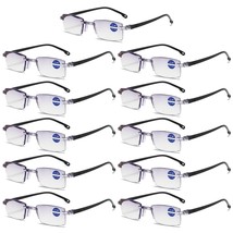 11PK Rimless Blue Light Blocking Reading Glasses Diamond Cut Readers for Men - £13.42 GBP
