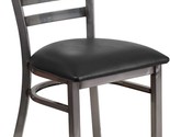 Clear Coated Ladder Back Metal Restaurant Chair With A Black Vinyl Seat ... - $97.99