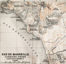 Map Marseille Southern France Rare 1914 Lithograph WW1 Street Mini Sheet... - $49.99