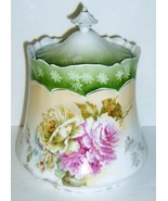 Antique RS Prussia Cracker Jar ~ Pink &amp; White Cabbage Roses - £59.95 GBP
