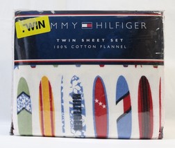 TOMMY HILFIGER Surfboards Multicolor  100% cotton Flannel Twin Sheet Set - £23.59 GBP