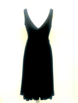 Anne Klein Womens A Line Dress Black Midi Stretch V Neck Sleeveless Ruched 8 - £0.79 GBP