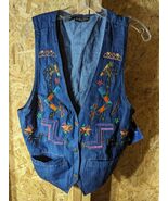 Jeetish Pretty Bleu embroidered large denim ladies vest - $31.68