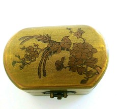 Chinese Oriental Bird Design Hand Made Papier Mache Trinket Box Inside Detailed - £10.03 GBP