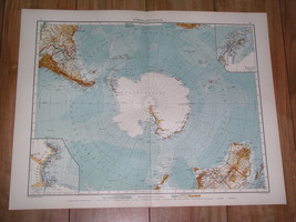 1911 Original Antique Map Of Antarctica South Pole Polar Ushuaia - £32.80 GBP