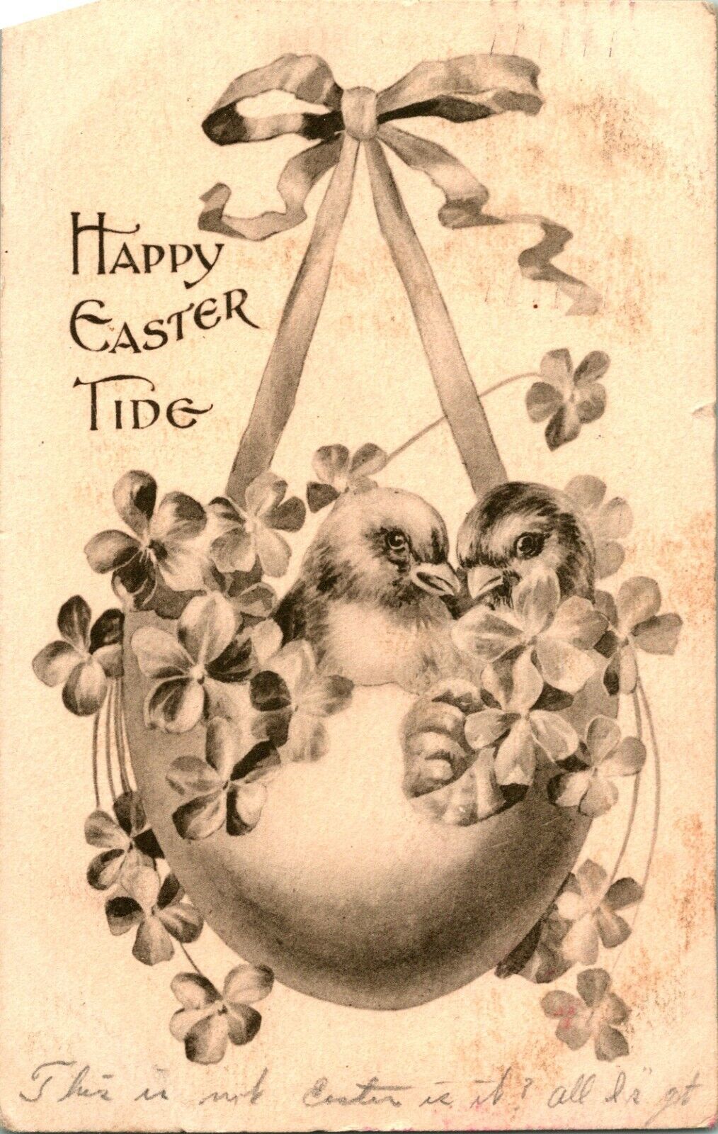 Primary image for Vtg Postcard 1910 Victorian Easter - Happy Easter Tide w Chicks in Hanging Egg