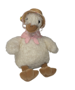 Vtg JC Penney Plush Goose White Straw Hat Pink Scarf Golden Bear Co 22&quot; - €15,27 EUR