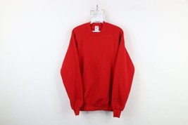 Vintage 90s Streetwear Mens XL Faded Blank Crewneck Sweatshirt Cherry Red USA - £31.38 GBP