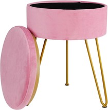 Round Modern Upholstered Vanity Footstool Side Table Seat, Table Top Cover, - £46.39 GBP