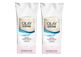 Olay Cleanse Rose Water Gentle Facial Cloths Lift &amp; Lock Texture 2 Pack - £14.94 GBP