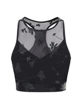 Adam Selman Sport Carbon38 Black Daisy Sheer Top Sports Bra Crop Top NWT... - $65.00