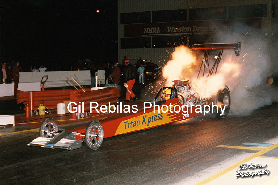 4x6 Color Photo ARLEY LANGLO Titan Express Top Fuel Dragster BLOWER EXPLOSION - $2.75