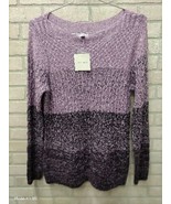 Croft &amp; Barrow NWT Cable Knit Round Neck Sweater Women&#39;s XL Purple Long ... - $25.74