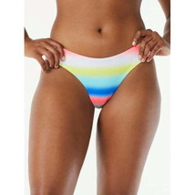 Love &amp; Sports Women&#39;s V-Front Bikini Swim Bottoms Ombre Stripe Size S (4-6) - £14.78 GBP