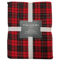 Tahari Home Tablecloth Tartan Plaid Red Black Oblong 60X84&quot; Traditional ... - $722.52 MXN