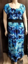 Tie Dye Tye Dye BLUE BLACK Long Maxi Dress STRETCHY Empire Waist XL- XXL... - £5.58 GBP