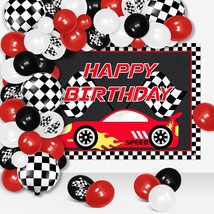 Race Car Birthday Decorations Party Supplies Passionate Red Racing Backd... - $25.99