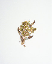 Trifari Rhinestone Brooch Alfred Philippe Citrine &amp; Clear Pin 1950s Vintage - £93.12 GBP