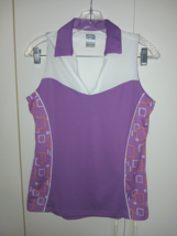 CALLIWAY LADIES SLEEVELESS PURPLE/WHITE ATHLETIC TOP-M-WORN 1-OPTI-DRI - $14.01