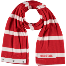 Ohio State Buckeyes Spirit Red/White Striped Womens Scarf Snap Closure - £17.33 GBP