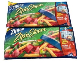 Lot of 2 Ziploc Zip N Steam Large Bags Microwave Steam Discontinued (14 ... - £41.11 GBP