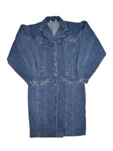 Vintage Changes Denim Coat Womens S Long Trench Jean Jacket Mac 90s Retro - $29.56
