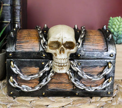 Ebros Chained Skull On Pirate Treasure Chest Jewelry Trinket Box 6&quot; Wide - £25.22 GBP