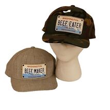 Cattle Ranchers Hat Lot WA State Beef Producers Cap Leather License Plat... - €31,30 EUR